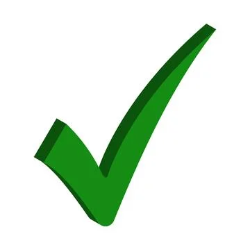 3D Green Check Mark Symbolizing Approval and Confirmation Stock Illustration
