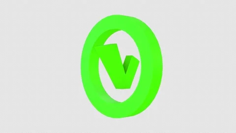 3D Green Check Verification Rotating Alpha Channel Stock Footage 232196103