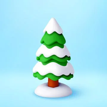 3D Green christmas tree with soft snow. Stock Illustration