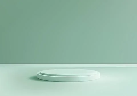 3D green circular podium set against a light green background. minimalist s.. Stock Illustration