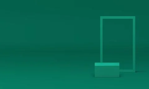 3d green cube podium mockup for cosmetic product show presentation realisti.. Stock Illustration