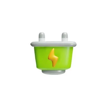 3D green ecological electric plug plastic style vector render icon, Eco fri.. Stock Illustration