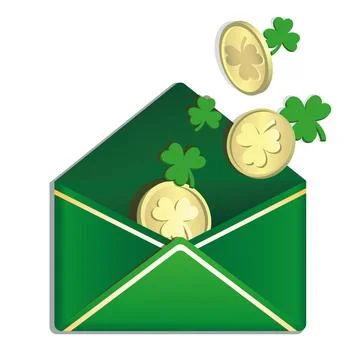 3d green envelope St. Patrick's Day 스톡 일러스트