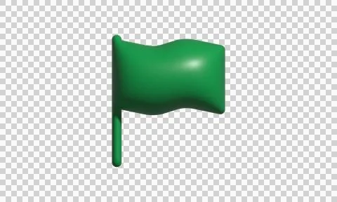 3D Green Flag Icon Isolated on White Background for UI Design Stock Illustration