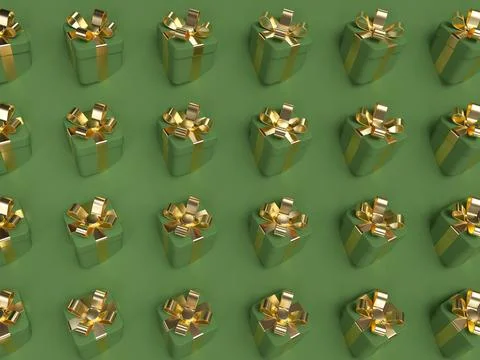 3d green gift box scene. Illustrazione stock