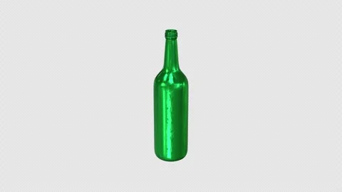 3D Green Glass Bottle Rotating on a Transparent Background. Seamless Loop. 4K Stock Footage 282953648