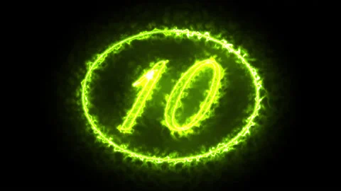 3D green glowing energy countdown ten to zero numbers Stock Footage 134311349