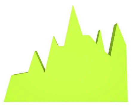 3d green graph on white background. Abstract chart Illustrazione stock