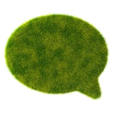 3d green grass bubble talk on white background Stock Illustration