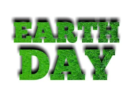 3d green grass text earth day on white background Stock Illustration
