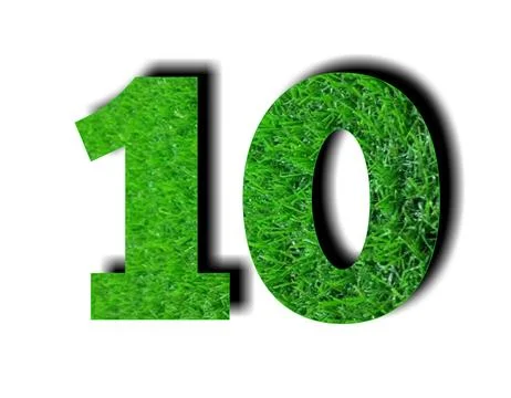 3d green grass texture number 10 ten on white background for design elements Stock Illustration
