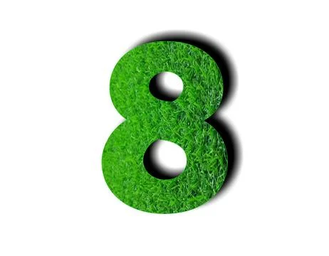 3d green grass texture number 8 eight on white background for design elements Stock Illustration