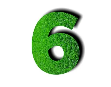 3d green grass texture number 6 six on white background for design elements Stock Illustration