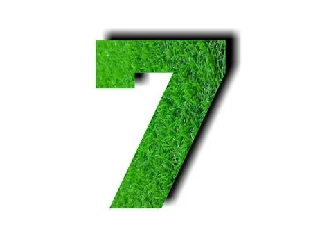 3d green grass texture number 7 seven on white background for design elements Stock Illustration