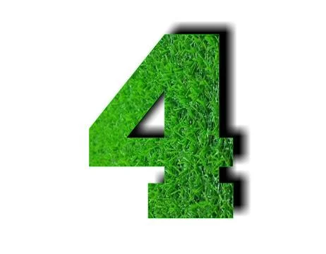 3d green grass texture number 4 four on white background for design elements Stock Illustration