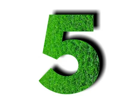 3d green grass texture number 5 five on white background for design elements Stock Illustration