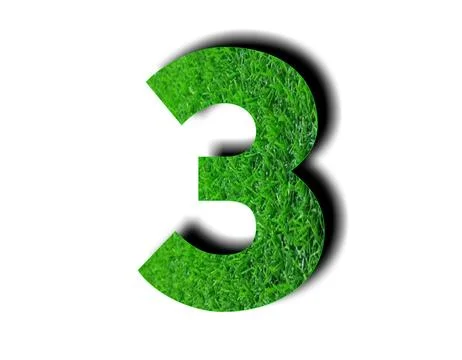 3d green grass texture number 3 three on white background for design elements Stock Illustration