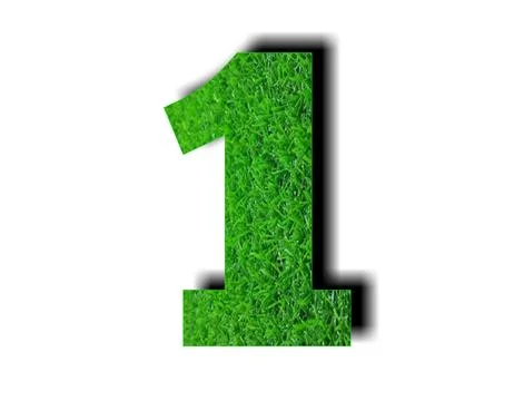 3d green grass texture number 1 one on white background for design elements Stock Illustration
