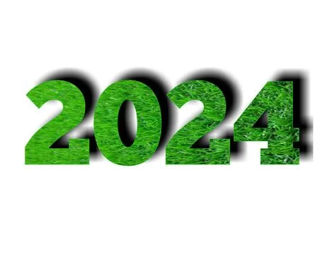 3d green grass texture number 2024 on white background for design elements Stock Illustration