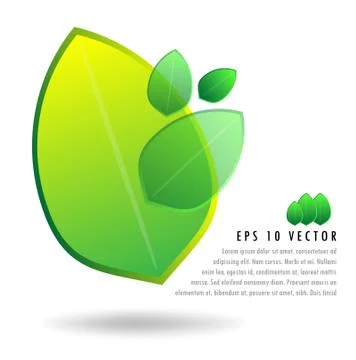 3D Green Leaf Illustration Set Background Concept Stock Illustration