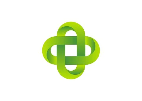 3D green logo in celtic know style, Business Abstract icon. Bio Technology Stock Illustration