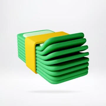 3d Green money stack with yellow band. 스톡 일러스트