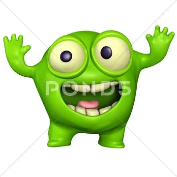 3d green monster Stock Illustration