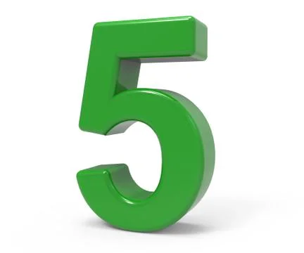 3d green number 5 Illustrazione stock