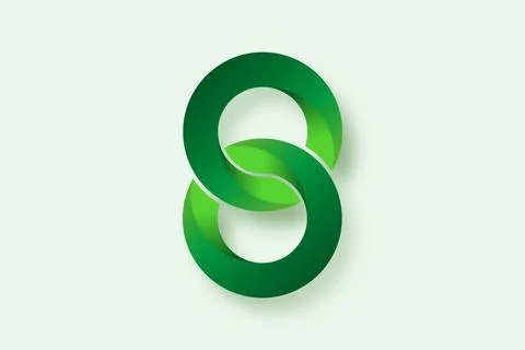 3D green number eight, double zero or infinity logo design template Waves symbol 스톡 일러스트