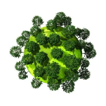 3d green planet full of trees, concept Stock Illustration