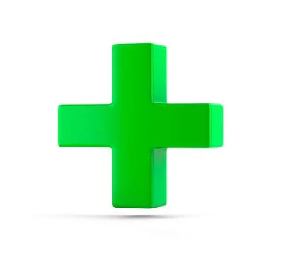 3D Green plus sign on a white background. 3d illustration Stock Illustration