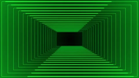 3d green rectangular box tunnel neon light gradient, futuristic background Vídeo Stock 272648248