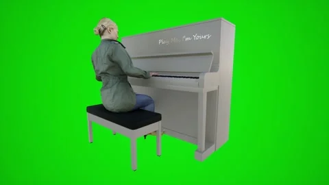 3d green screen the actor playing the piano in European bars from three cornered Video stock 252653190