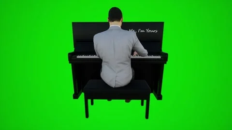 3d green screen architect man playing piano in European bars from back angle 動画素材 252653432