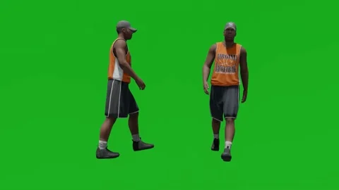 3d green screen athletic african man walking in the gym with 2 different views Vidéo 201736956