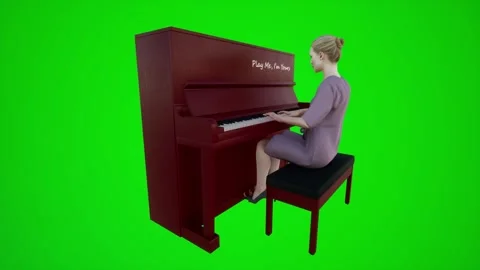 3d green screen the author playing the piano in European bars from three Stock-Footage 252653139
