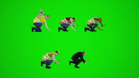 3d green screen construction workers hitting something with hammer from side Stock Footage 252653670