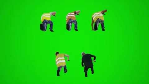 3d green screen construction workers hitting something with hammer from the back Stock Footage 252653673