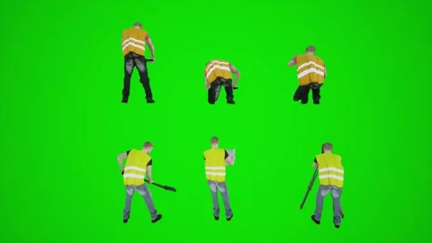 3d green screen construction workers measuring pounding with hammer taking Stock Footage 252653830