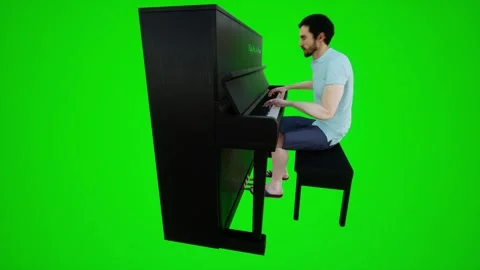 3d green screen famous man playing the piano in European bars from side angle 動画素材 252653416