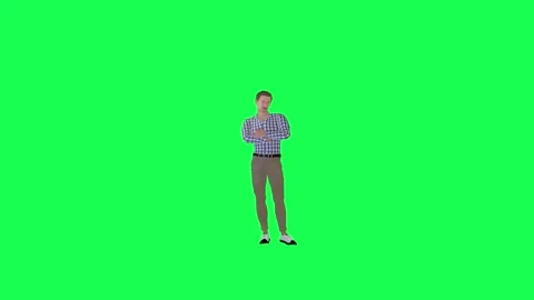 3d Green screen guy waiting angrily front angle chroma key 스톡 동영상 257685838