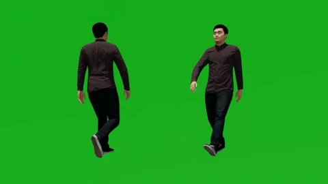 3d green screen office man walking in office with 2 different views 動画素材 201737350