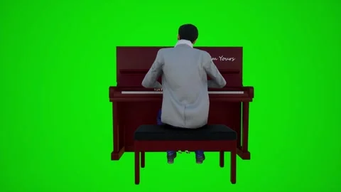 3d green screen policeman playing the piano in European bar from the back Video stock 252653450