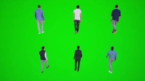 3d green screen six men walking in the park from the back angle 스톡 동영상 252661312