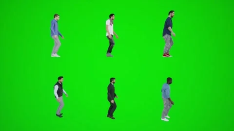 3d green screen six men walking in the park from side angle Stock-Footage 252661316