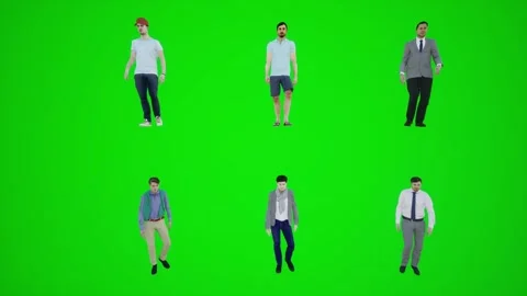 3d green screen six men walking on the bridge from the front angle Stock Footage 252661322