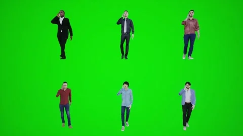 3d green screen six men walking and talking on the phone in the gorge from the Video stock 252661479