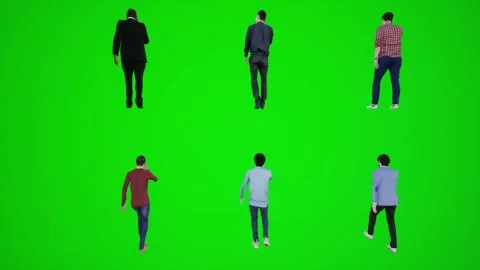 3d green screen six men walking and talking on the phone in the gorge from the Video stock 252661482