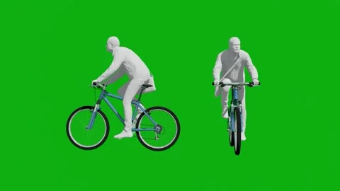 3d green screen student man riding a bike in university with two different views 스톡 동영상 202207959