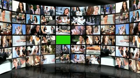 3D Green Screen Video Wall Multi Ethnic Business People Stock Footage 21898531